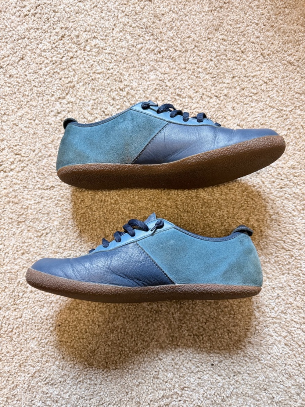 Puma Men’s Teal and Navy Suede Low-Top Sneakers - Picture 2 of 7